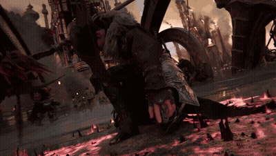 A Man In Armor Is Kneeling Down In A Video Game GIF