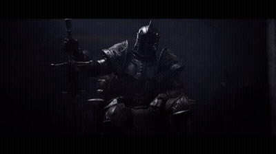 A Man In Armor Is Sitting On A Throne With A Sword GIF