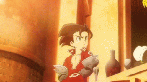 A Man In Armor Is Standing In Front Of A Window In A Room . GIF