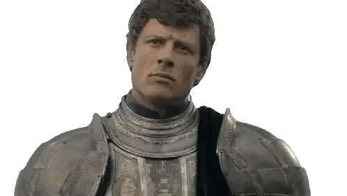 A Man In Armor Looks At The Camera With A White Background In The Background Sticker