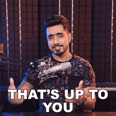 A Man In Front Of A Microphone With The Words That 'S Up To You GIF