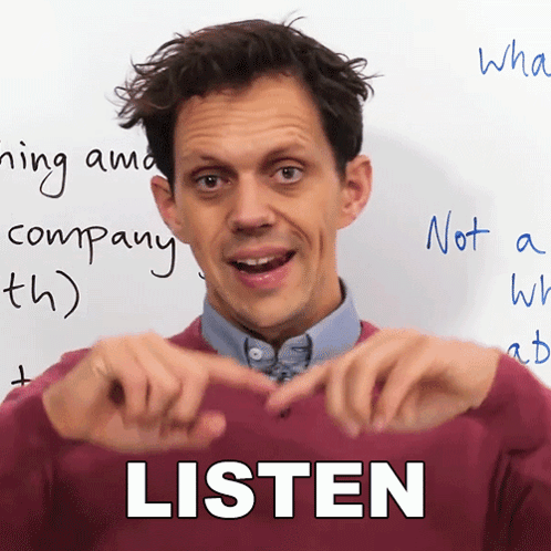 Man In Front Of White Board Says Listen GIF