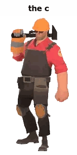 A Man In Overalls And A Red Shirt Is Holding A Gun And Says The C On The Bottom Sticker