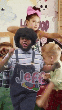 A Man In Overalls Has The Name Jeff Written On His Shirt GIF