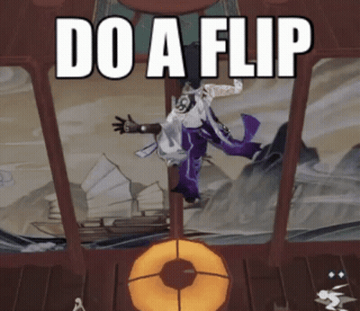 A Man In Purple Pants Is Doing A Flip GIF