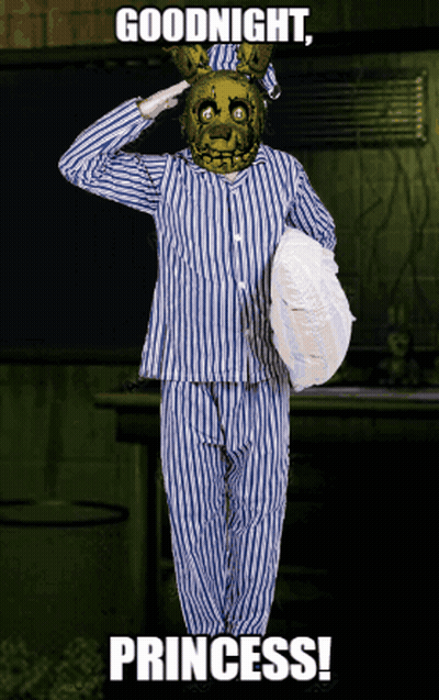 A Man In Striped Pajamas Holding A Pillow With The Words Goodnight Princess Written On The Bottom GIF