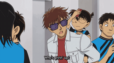 A Man In Sunglasses Says Who 'S Givin ' Up In A Cartoon GIF