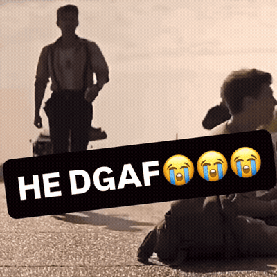A Man In Suspenders Is Walking Away From A Man Kneeling Down With Tears Coming Out Of Their Eyes GIF
