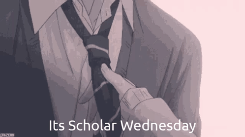 A Man Is Adjusting His Tie With The Words `` Its Scholar Wednesday '' Below Him . GIF