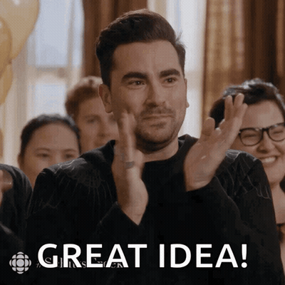 A Man Is Applauding With The Words Great Idea Behind Him GIF