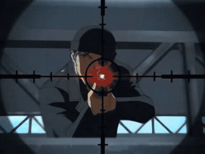 A Man Is Being Targeted By A Sniper With A Crosshair GIF