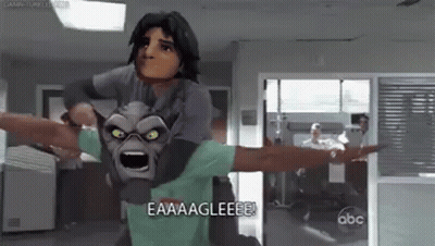 A Man Is Carrying A Monster On His Back In A Hospital Room . GIF