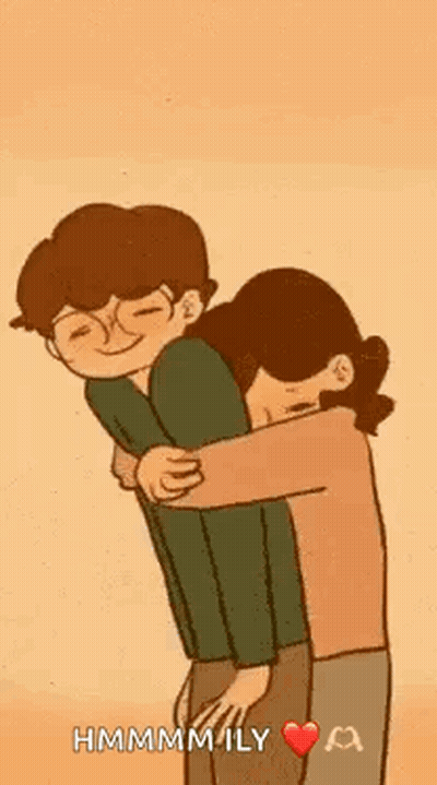 A Man Is Carrying A Woman On His Back And They Are Hugging Each Other . GIF