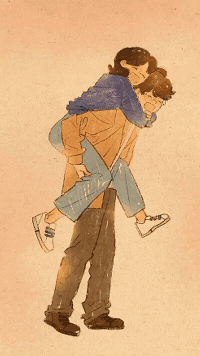 A Man Is Carrying Another Man On His Back GIF
