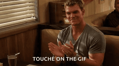 A Man Is Clapping His Hands In A Diner And The Words Touche On The Gif Are Visible GIF