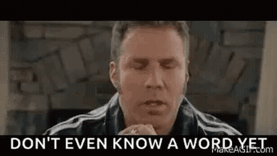A Man Is Coughing And Saying `` Don T Even Know A Word Yet '' . GIF