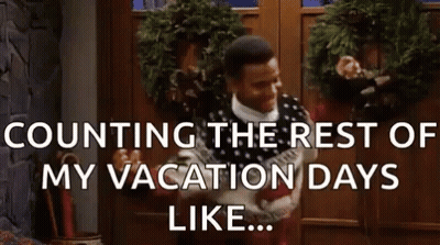 A Man Is Counting The Rest Of His Vacation Days Like A Christmas Sweater . GIF