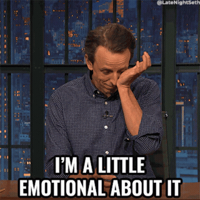 A Man Is Covering His Face With His Hand And Says I 'M A Little Emotional About It GIF