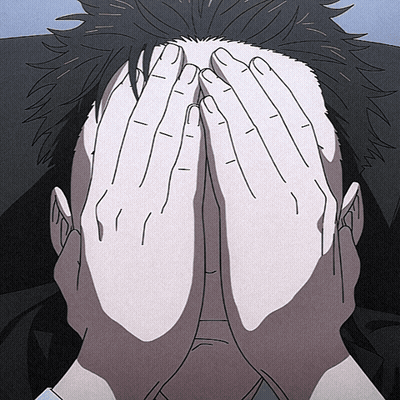 A Man Is Covering His Face With His Hands In A Drawing GIF