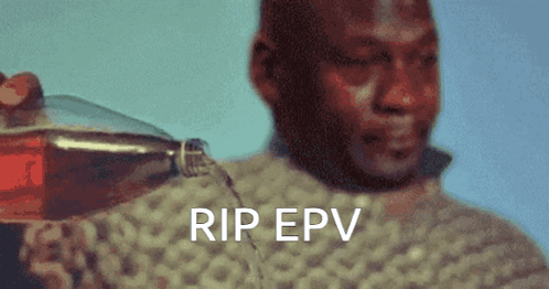 A Man Is Crying While Holding A Bottle Of Coke And The Words Rip Epv Are On The Bottom GIF