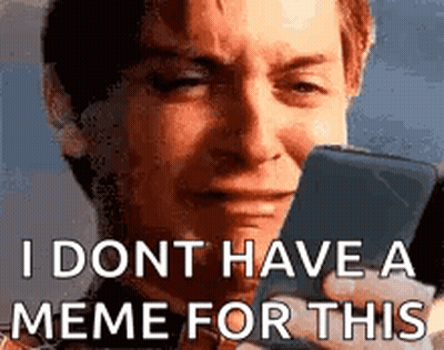 A Man Is Crying While Looking At A Cell Phone And Saying `` I Dont Have A Meme For This '' . GIF
