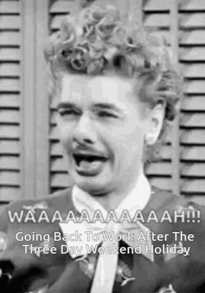 A Man Is Crying While Talking Into A Microphone And Says Going Back To Work After The Three Day Weekend Holiday . GIF