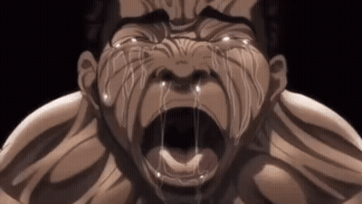 A Man Is Crying With His Mouth Open And Tears Are Coming Out Of His Eyes . GIF