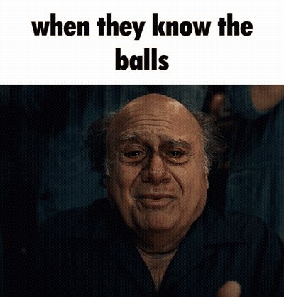 A Man Is Crying With The Words " When They Know The Balls " Below Him GIF