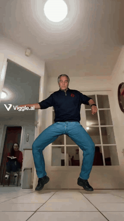 A Man Is Dancing In A Hallway With The Words Viggle.ai Visible Behind Him GIF
