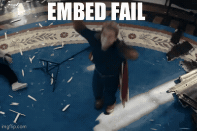 A Man Is Dancing In A Room With The Words " Embed Fail " On The Bottom GIF