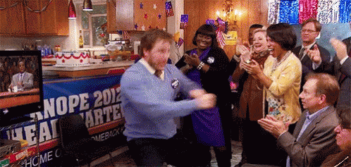 A Man Is Dancing In Front Of A Sign That Says Nope 2012 Cartel GIF