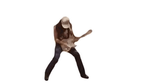 A Man Is Dancing While Holding A Guitar In His Hands . Sticker