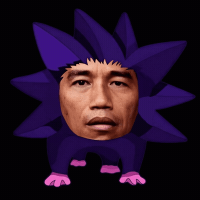 A Man Is Dressed In A Purple Flower Costume With Pink Paws GIF