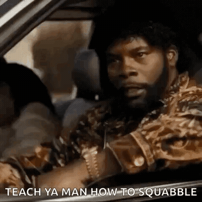 A Man Is Driving A Car With A Woman In The Back Seat And Says `` Teach Ya Man How To Squabble '' . GIF