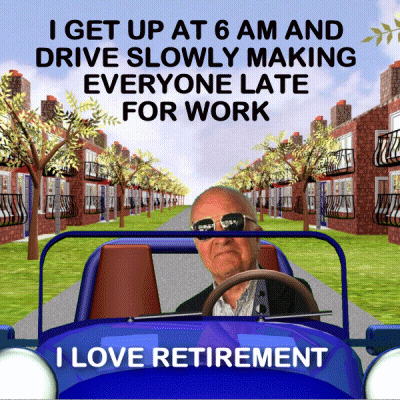 A Man Is Driving A Car With The Words " I Get Up At 6 Am And Drive Slowly Making Everyone Late For Work " At The Top GIF