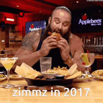 A Man Is Eating At An Applebee 'S In 2017 GIF