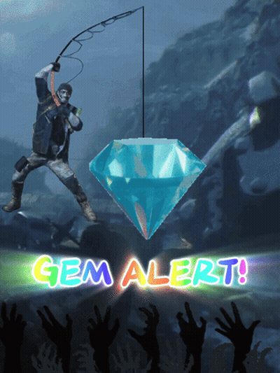 A Man Is Fishing With A Diamond In The Background And The Words Gem Alert Are Visible GIF