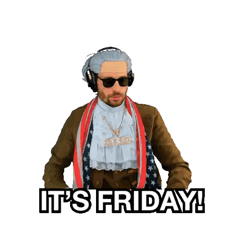 A Man Is Flexing His Muscles With The Words It 'S Friday Behind Him Sticker
