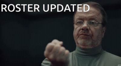 A Man Is Giving A Thumbs Up In Front Of A Screen That Says Roster Updated GIF