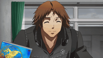 A Man Is Holding A Book That Says ' A Wonderful Moment ' On It GIF