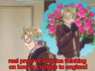 A Man Is Holding A Bouquet Of Pink Roses And Thinking About How To Confess To England GIF