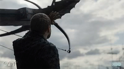 A Man Is Holding A Bow And Arrow In Front Of A Cloudy Sky With Hbo Written On The Bottom Right GIF