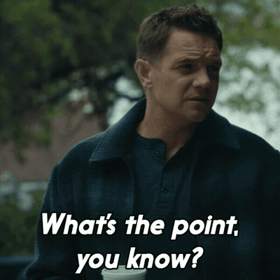 A Man Is Holding A Cup Of Coffee And Says What 'S The Point You Know GIF