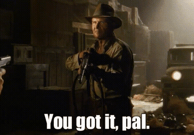 A Man Is Holding A Gun And Says You Got It Pal GIF