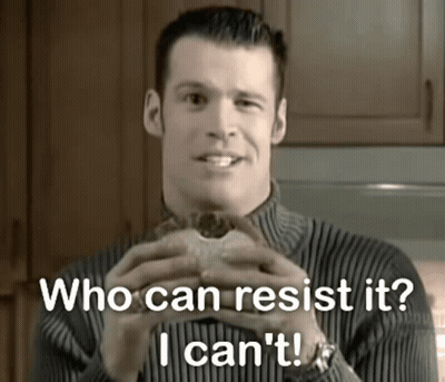 A Man Is Holding A Hamburger And Says Who Can Resist It I Can 'T ! GIF
