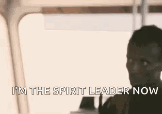 A Man Is Holding A Knife In His Mouth And Saying `` I 'M The Spirit Leader Now '' GIF