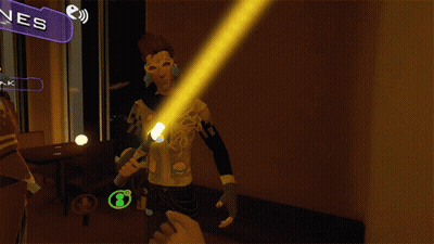 A Man Is Holding A Light Saber In A Video Game Surrounded By Emojis GIF