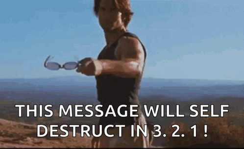 A Man Is Holding A Pair Of Sunglasses And Says This Message Will Self Destruct In 3. 2.1 ! GIF