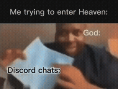 A Man Is Holding A Piece Of Paper That Says `` Me Trying To Enter Heaven : God : '' . GIF
