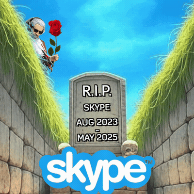 A Man Is Holding A Rose In Front Of A Skype Logo GIF